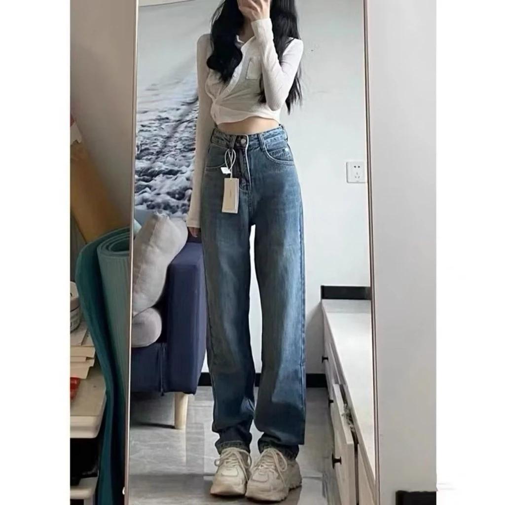 [COD] New Baggy Highwaist Loose Jeans Wanita Korean Style Celana Murah Jeans Panjang Wanita