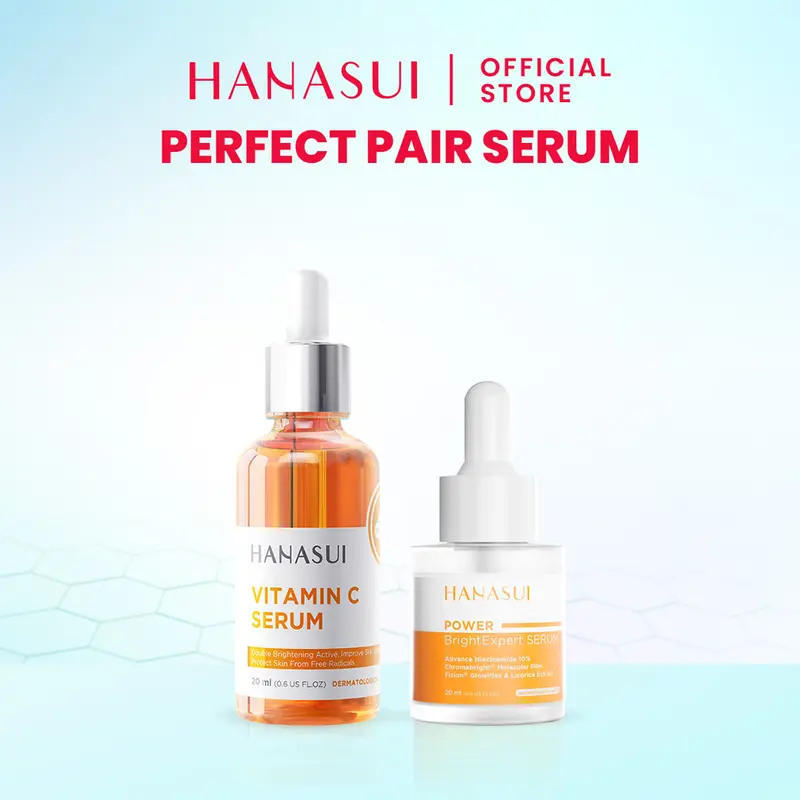 (REAL 10% ADVANCE NIACINAMIDE) Hanasui Power Bright Expert Serum + Vitamin C Serum - Mencerahkan, Kurangi Bintik Hitam Bekas Jerawat dengan kandungan Niacinamide dan Betaine 0
