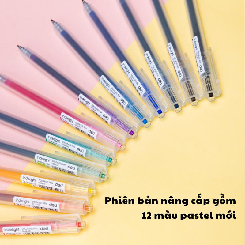   DEAL LIVE THÁNG 7  Bút bi nước nhiều màu mực gel bút bấm 0.5mm Deli xinh xắn viết đều trơn tru lâu hết mực nhanh khô phù hợp với học sinh sinh viên người đi làm EG118 - 1 chiếc   combo 