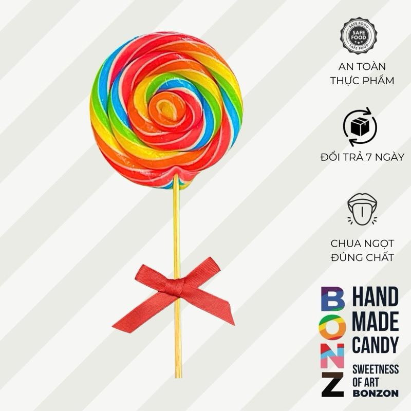  Kẹo mút cầu vồng hương trái cây tổng hợp lolipop 6cm không chất bảo quản - Kẹo que thủ ôcng handmade Bonzon Candy Snack Ăn Vặt 