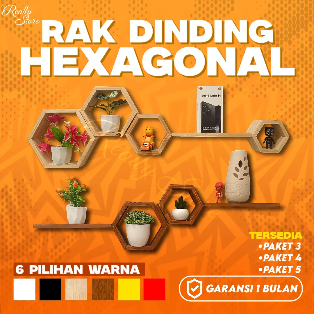 Rak Dinding Hexagonal Hiasan Dinding Aesthetic Rak Hexagonal Kayu Jati Belanda Pajangan Hiasan Dinding Gantung Minimalis Kayu Dekorasi Dinding Hiasan Dinding Kamar Ruang Tamu Dapur Segi 6 Tempel Minimalis Rak Buku Bunga Ambalan Hambalan Kuning Merah Putih