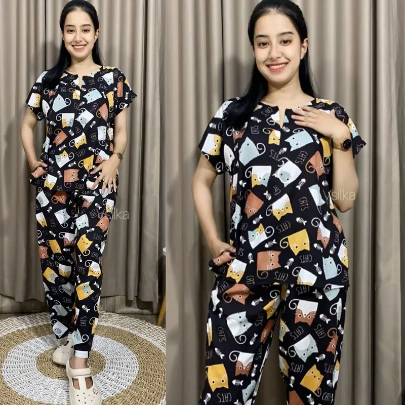Baju Tidur Wanita Piyama Rayon / Babydoll Rayon Motif Terupdate 4