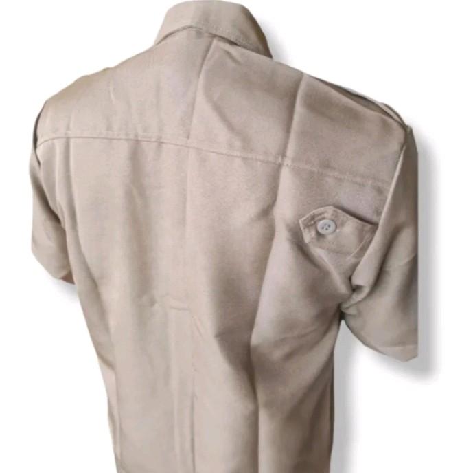 baju pramuka sd smp sma laki laki lengan pendek seragam sekolah Amel Uniform Coklat Pria Tebal Kancing  Formal Nyaman kemeja 5