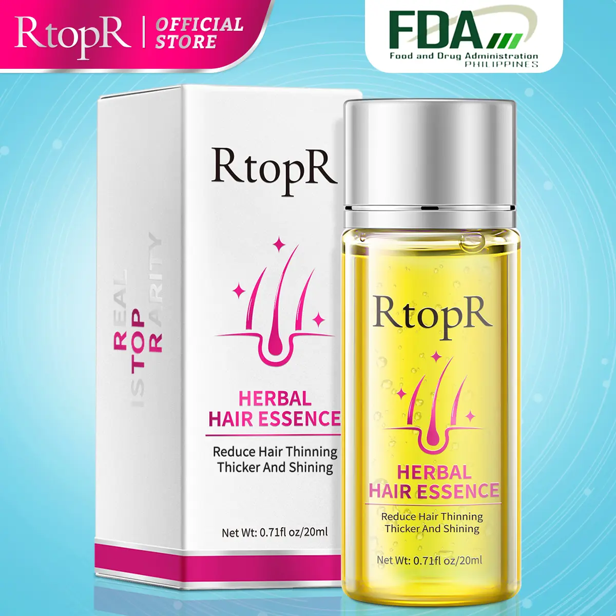 RtopR Herbal Hair Serum Helps Hair Thicker Stronger Lightweight Smooth And Shining Haircare Comfort For Men and Women 20ml
