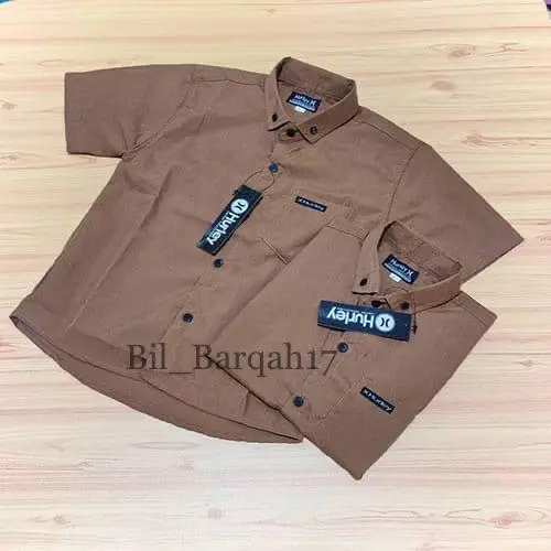 Kemeja Anak Laki Laki Coklat Lengan Pendek Premium Import/Kemeja Anak Laki Usia 1-14 tahun Terbaru/Pakaian anak Laki Laki Termurah Bisa Bayar Di Tempat 0