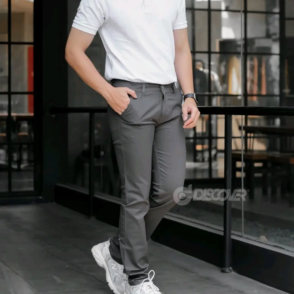Celana Chinos Pria - Celana Panjang Chinos - Celana Chinos Twill Premium Dewasa Hitam Slimfit Casual