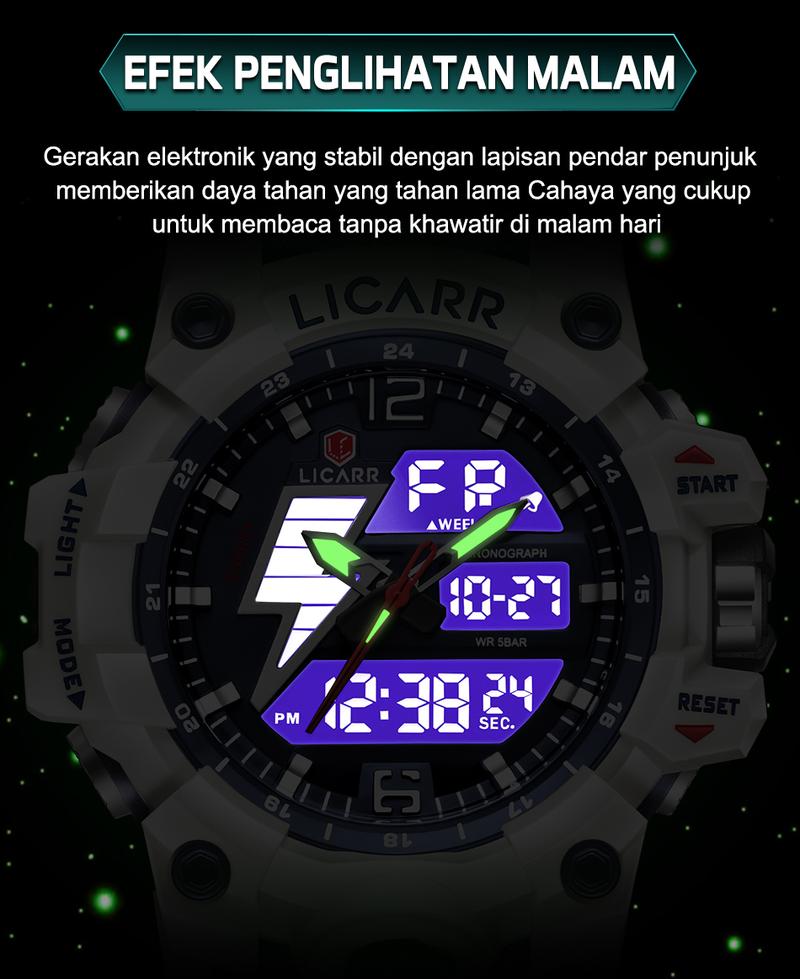 Product Introduction of LICARR Jam Tangan Pria Olahraga Analog-Digital Fashion Tahan Air Santai Kuarsa Jam Tangan Cowok Original Merek Stopwatch 9528 38