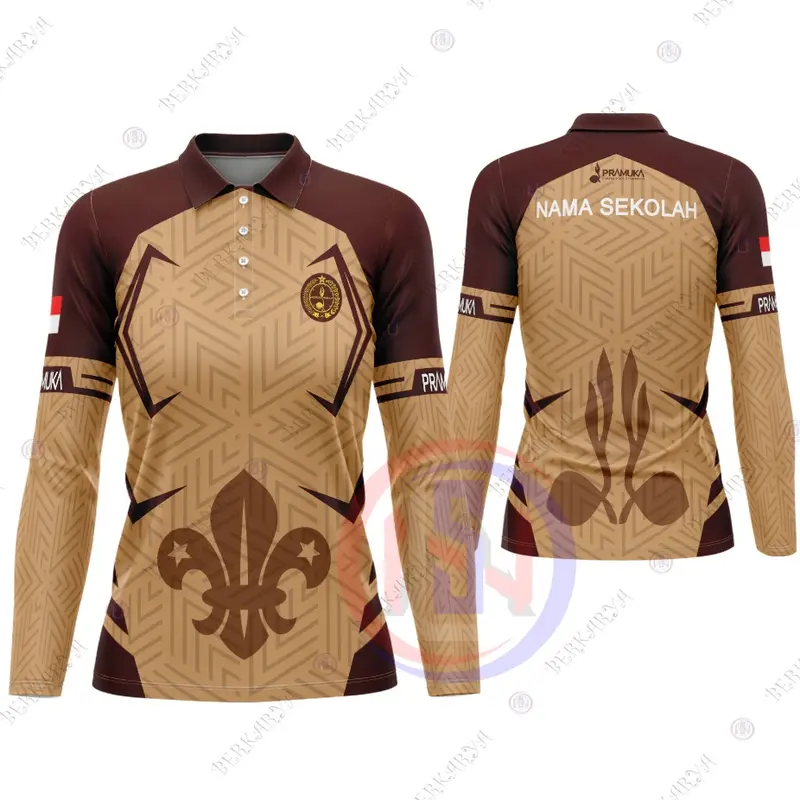 Baju Pramuka Kaos Berkerah Wanita Baju Jersey Pramuka Pembina Fullprint Baju Pramuka Baju Guru Pramuka Atasan Polo 0
