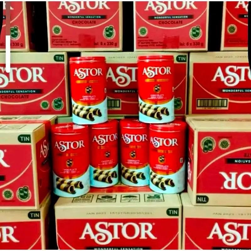 1 kardus isi 6 kaleng Astor wafer roll rasa cokelat Cemilan Snack Kering Toples 4