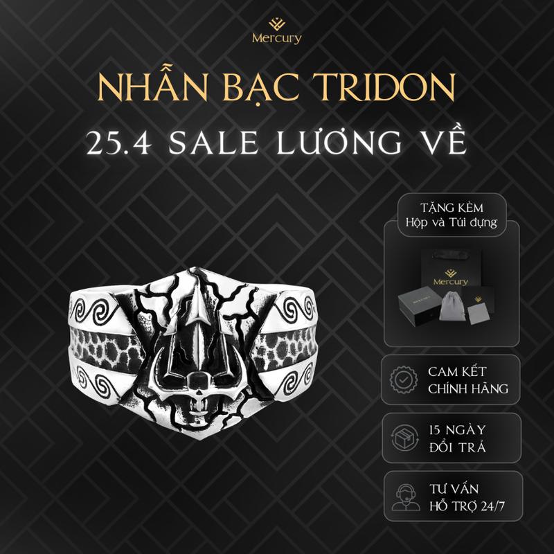 Nhẫn Bạc nam 925 Mercury Tridon - Trang sức Bạc 925 - Họa tiết đinh ba của thần Poseidon