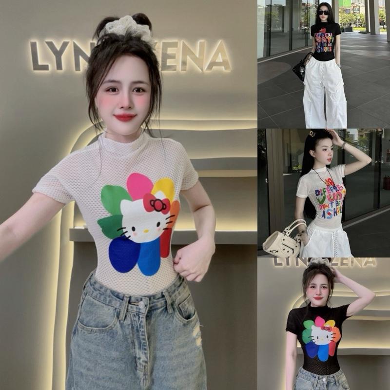 Áo TK   tay ngắn  in lụa đẹp vãi mềm nhà Lynh Zena_A6719