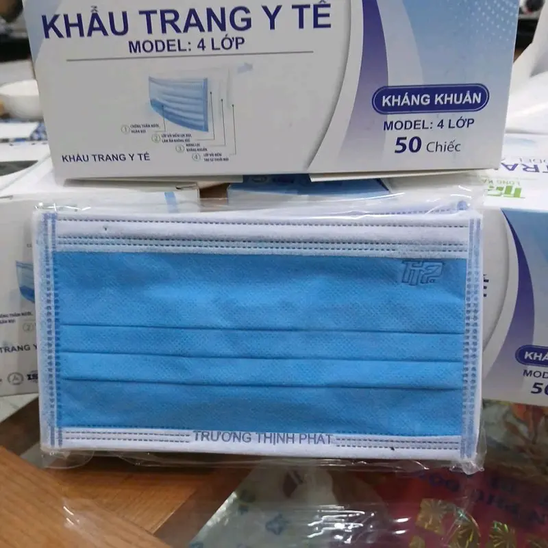 Set 4 hộp 200 cái khẩu trang y tế 4 lớp TTP cho người lớn, khẩu trang ngăn bụi, chống tia cực tím hiệu quả 4