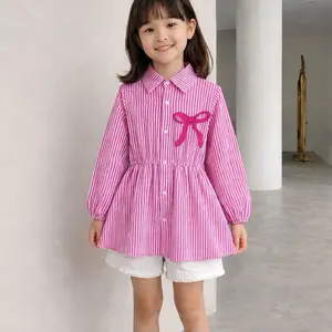 Kemeja Salur Anak Perempuan Katun Salur Premium usia 5-16 Tahun - Model trendy Terbaru Baju atasan Lebaran korean style remaja