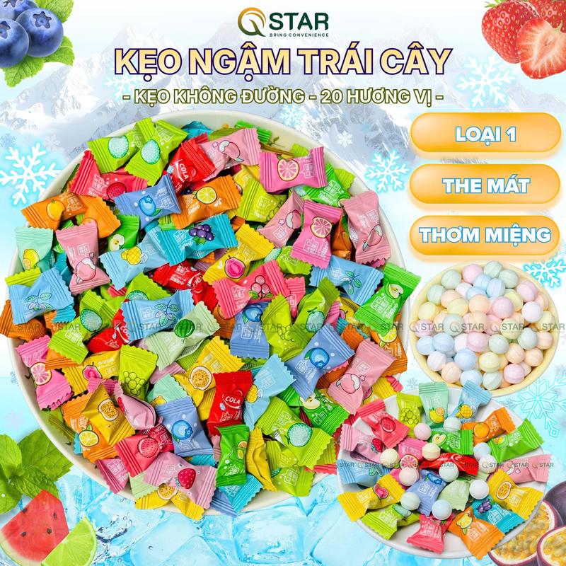 Kẹo Ngậm Thơm Miệng Trái Cây Mix 20 Vị  - Kẹo Không Đường - Bạc hà mát lạnh - Giúp tỉnh táo tinh thần - Ăn Vặt, Candy