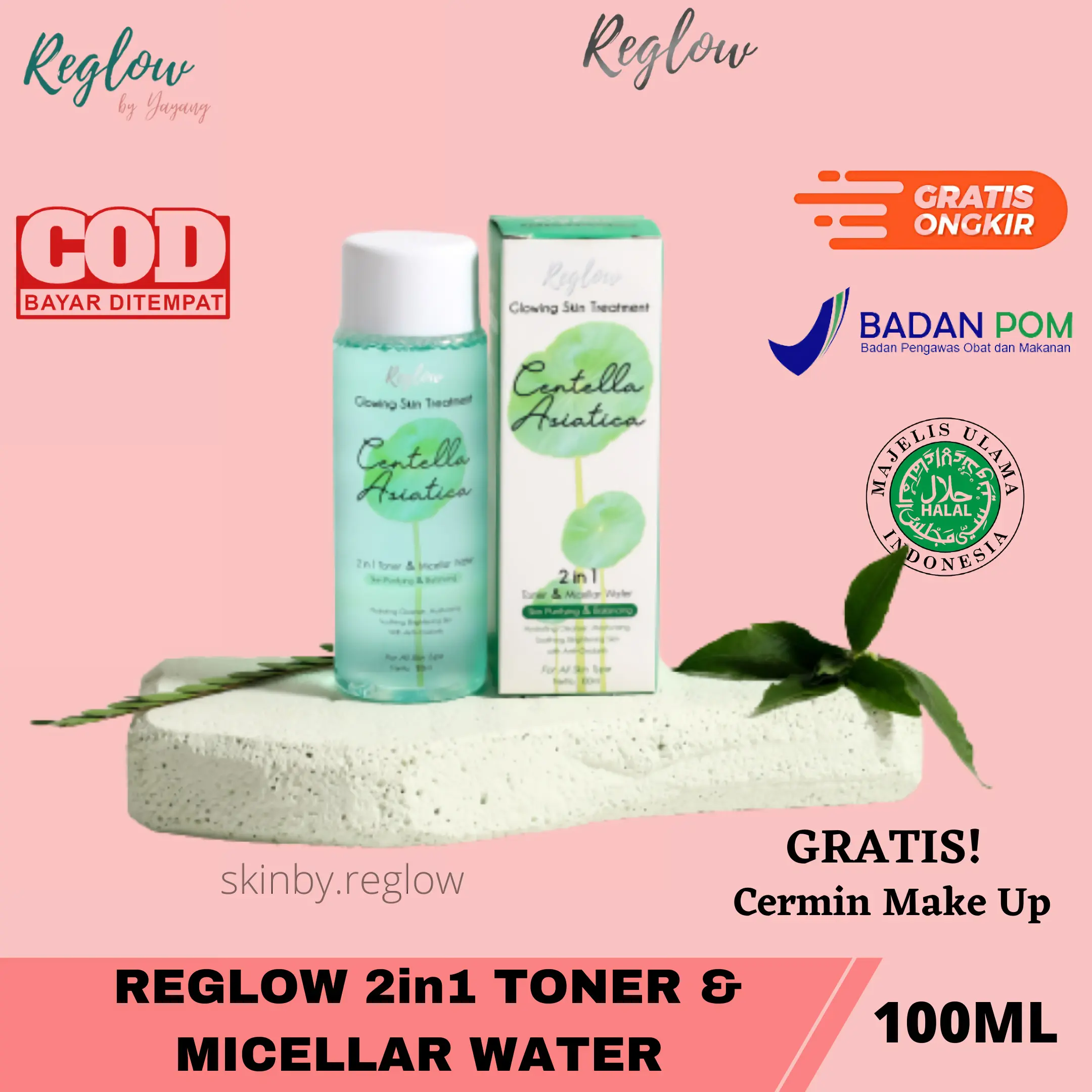 Reglow 2 in 1 Toner Dan Micellar Water Mencerahkan Skin Barrier Membersihkan Wajah Flek Hitam Kotoran Bpom Mui Aman Bumil Busui