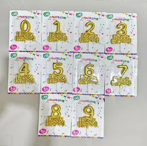 Lilin Ulang Tahun Birthday Gold Party Candles Ultah Motif Angka 1 2 3 4 5 6 7 8 9 0