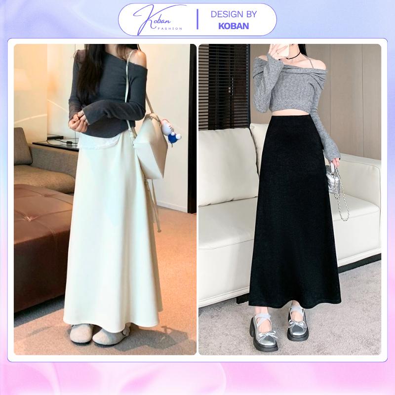KA10 Chân váy suông dáng dài KOBAN dài qua gối tới mắt cá chân cá tính đơn giản Nữ Women Voan
