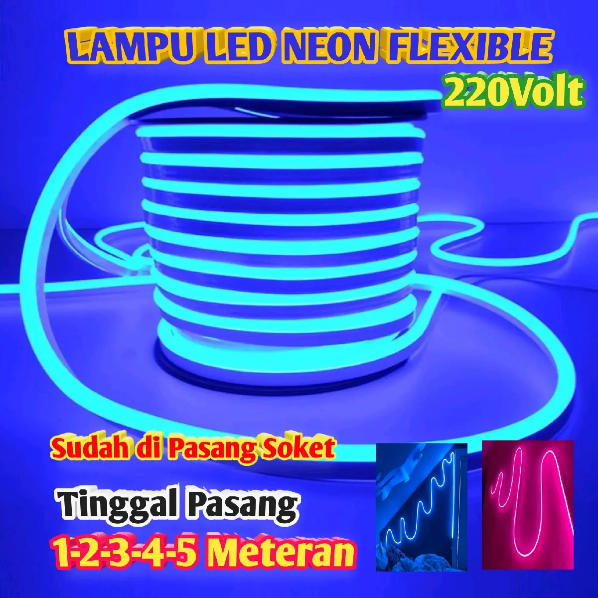 COD Lampu Hias Detak Jantung 1.2.3.4.5 Meter Lampu Led Neon Flex220volt Sudah di pasang soket