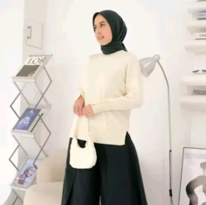 atasan baju blus rajut kancing tangan Sweater   Oversize Wanita Outer Panjang 6