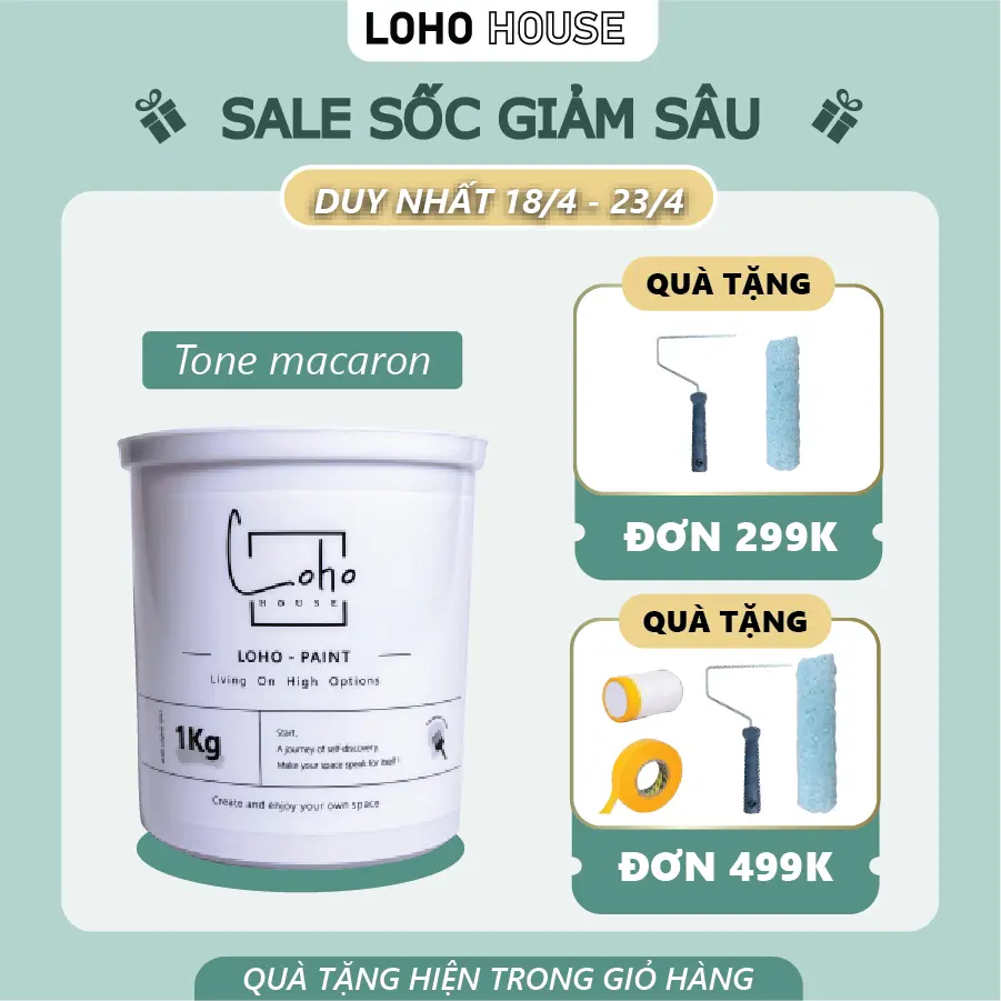 Sơn tường tone màu macaron | Lon sơn 1kg - Sơn nước nội thất cao cấp Loho-paint với các tone màu macaron