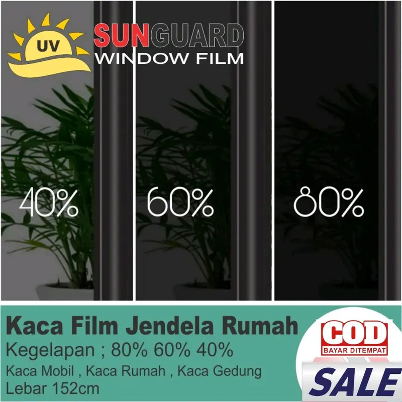 Stiker Jendela Kaca Stiker Kaca Jendela Rumah Sticker Kaca Film Mobil Riben Hitam Kegelapan 40% 60% 80% Stiker Kaca Peredam Panas 0