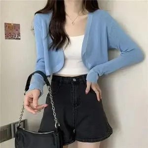 Basic id fashion Cardigan rajut crop korean style / cardigan wanita long sleeve Knitwear Atasan Top Outer Panjang