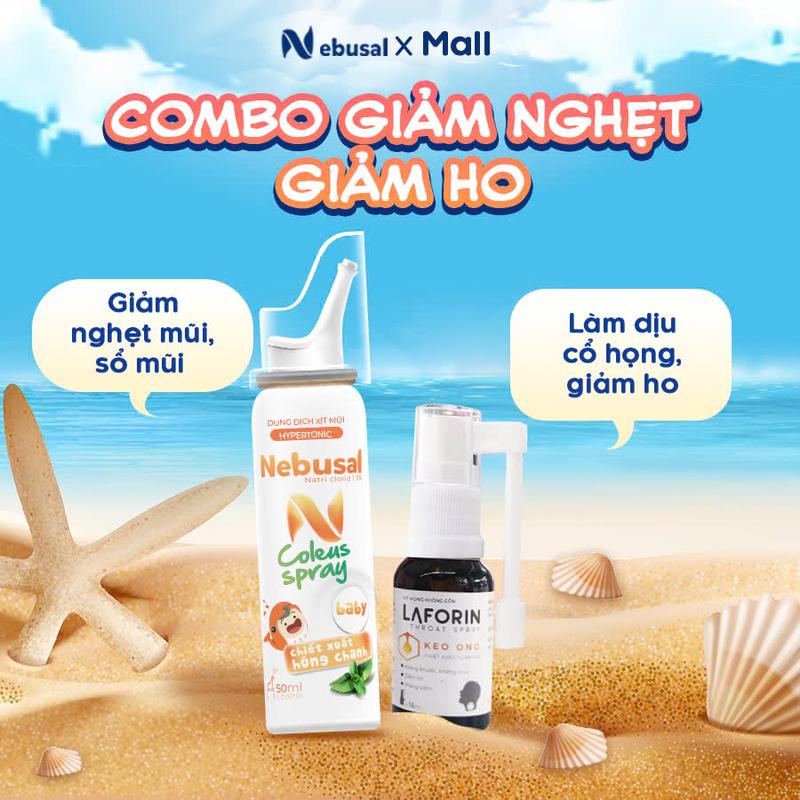 Combo Xịt Mũi Họng Cho Bé Chiết Xuất Húng Chanh Và Keo Ong Giúp Giảm Nghẹt, Giảm Ho