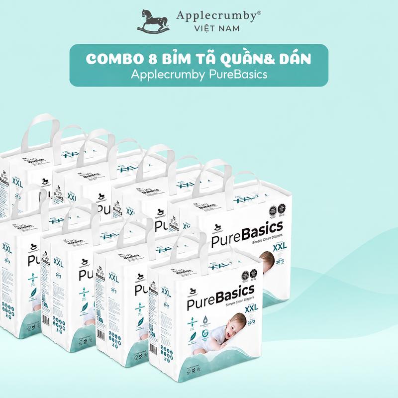 Bỉm tã ngày&đêm Applecrumby Pure Basic mỏng nhẹ, thấm hút tốt, an toàn