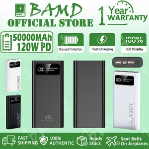 Powerbank 120W Pengisian Cepat 50000MHA Kapasitas Besar untuk iPhone & Android Multi-Port Dual USB Output 5V/2.1A Proteksi Keamanan Canggih