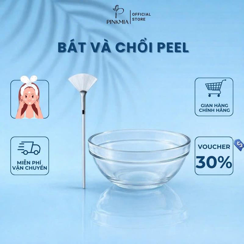 Bát Thủy Tinh Peel Da và Chổi Peel Chuyên Dùng Trong Spa, TMV