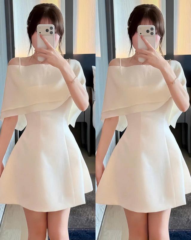 Đầm dự tiệc 2 dây phối choàng Job Dress