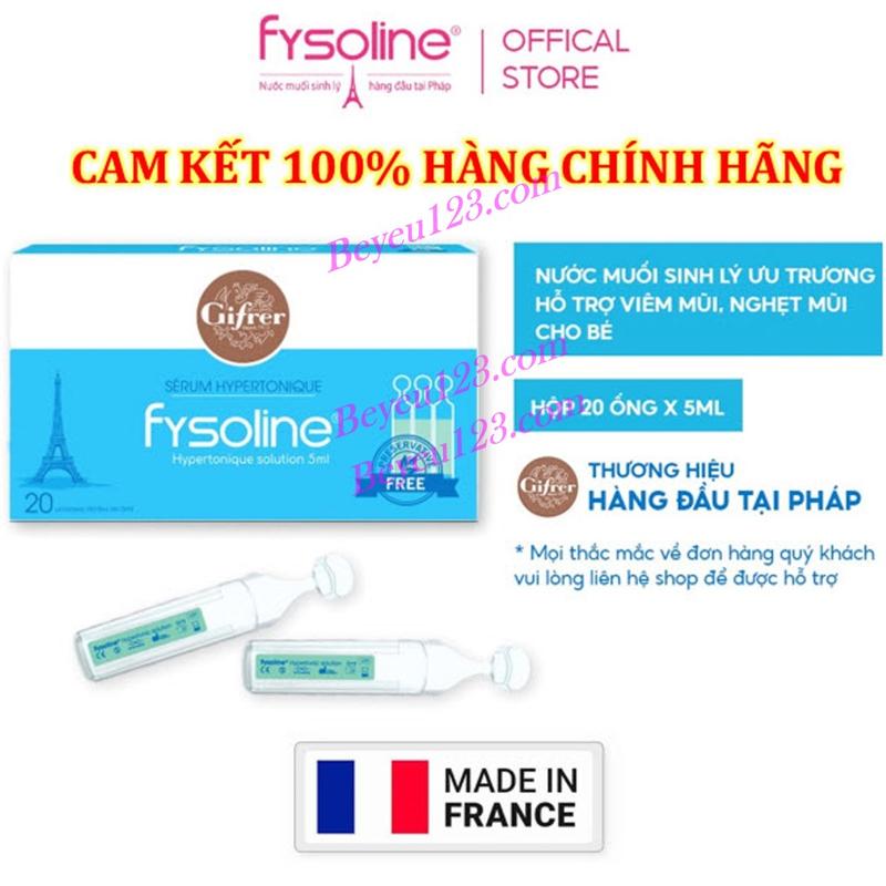   DATE 31 10 2026   Màu Xanh  Hộp 20 Ống Nước muối ưu trương Fysoline - Chuyên hỗ trợ giảm nghẹt mũi cho bé - Hàng Pháp SHC 