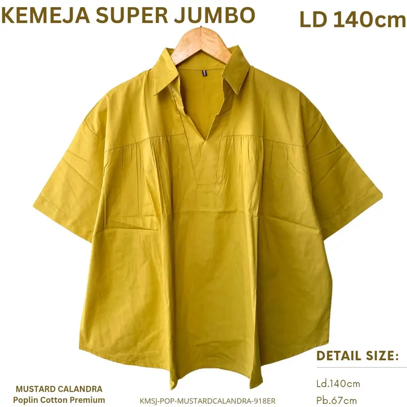 KEMEJA WANITA KEKINIAN JUMBO LD 140CM ATASAN OVERSIZE KATUN / KEMEJA WANITA BIGSIZE / KEMEJA JUMBO STYLE KOREA / KEMEJA KEKINIAN KATUN LD 140CM 5
