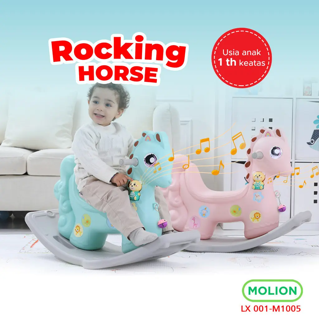 MOLION Mainan Anak Kuda Kudaan Mainan Kuda Rocking Horse 001-M1005 Anak-Anak Pink Toys