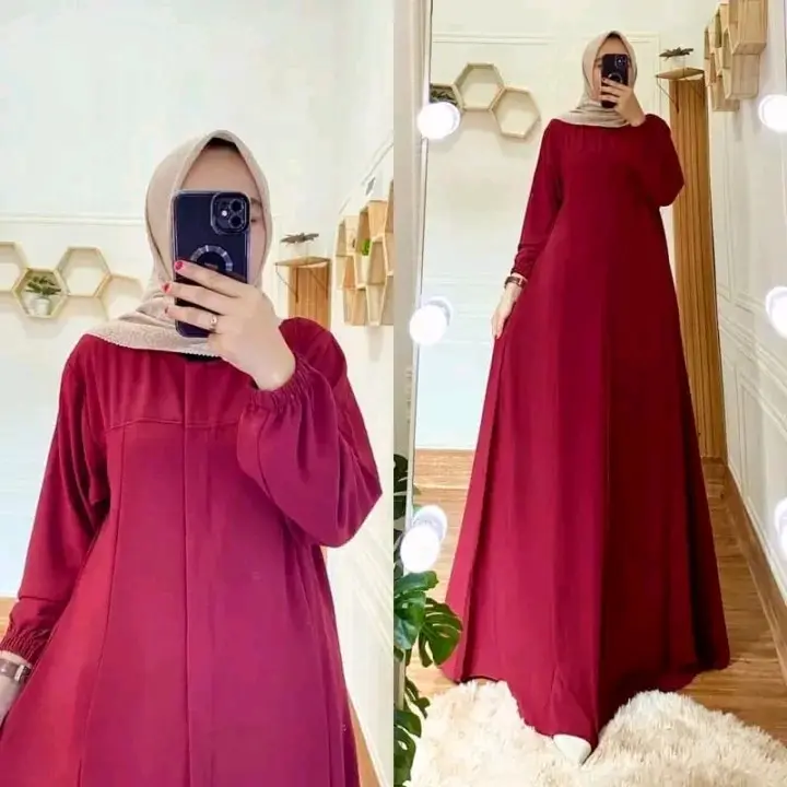 Kayla dress/Abaya Elsira  Crinkle Airflow  Gamis Muslim Wanita Dewasa Remaja/ Ibu   Mewah FREE BROS CANTIK(selama persediaan masih ada) Hitam Simple