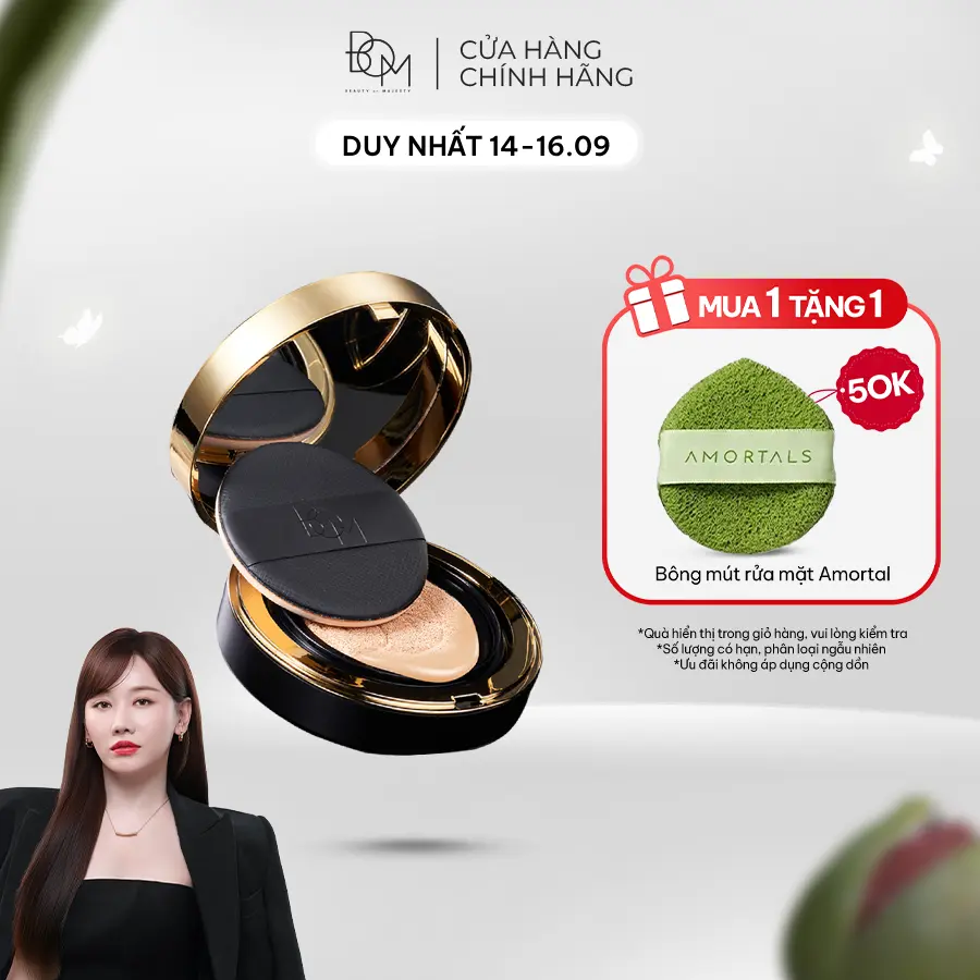 Phấn Nước Che Phủ Tự Nhiên B.O.M Cover Flex Cushion SPF 50+ PA+++ 15g, Phấn Nước Siêu Kiềm Dầu Lâu Trôi Đến 8H