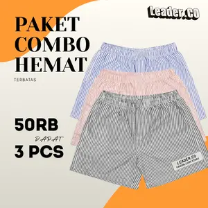 PROMO COMBO HEMAT 3 PCS 50RB CELANA BASIC PRIA DAN WANITA DEWASA MOTIF GARIS GARIS SALUR STRIPE UNISEK