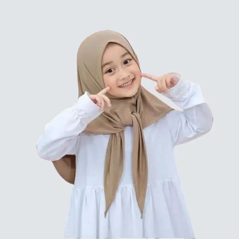 Jilbab Segitiga Instan Anak Jersey Premium Usia 4-10 Thn Kerudung Hijab Segi Tiga Oval Anak TK SD Yumna 1