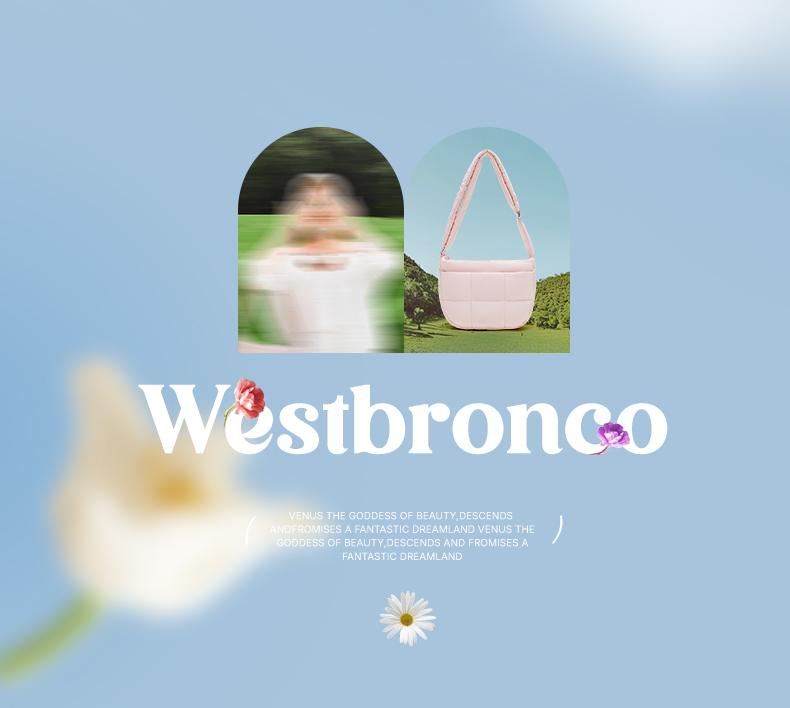WESTBRONCO [PUFFER LOVA BAG] Shoulder bag, multiple pockets, waterproof, crossbody bag, adjustable shoulder strap, suitable for commuting or going to school.