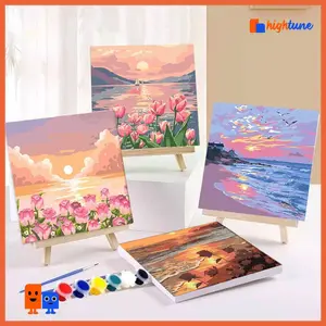Hightune Paint by Numbers Kit Lukisan Akrilik Cat Kanvas Kayu Paint by Numbers Painting 20x20cm - Stationery