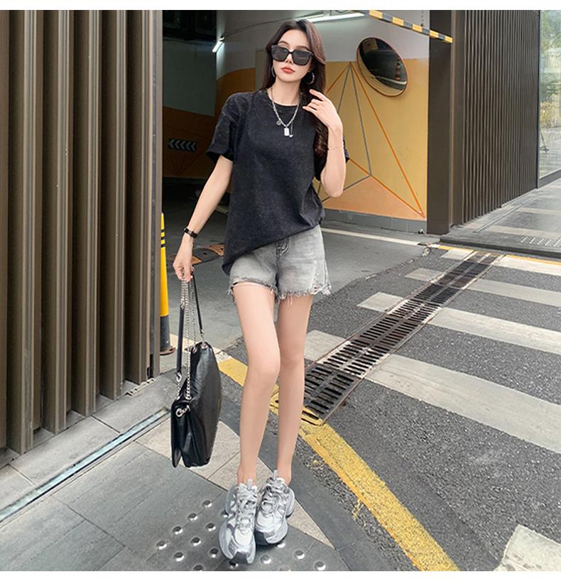 Product Introduction of Summer fashion unisex solid color versatile pure cotton short sleeved T-shirt 13