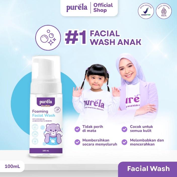 Purela Foaming Facial Wash 100gr | 3 in 1 Function Daily Cleansing | Sabun Cuci Muka Anak Tidak Perih Dimata