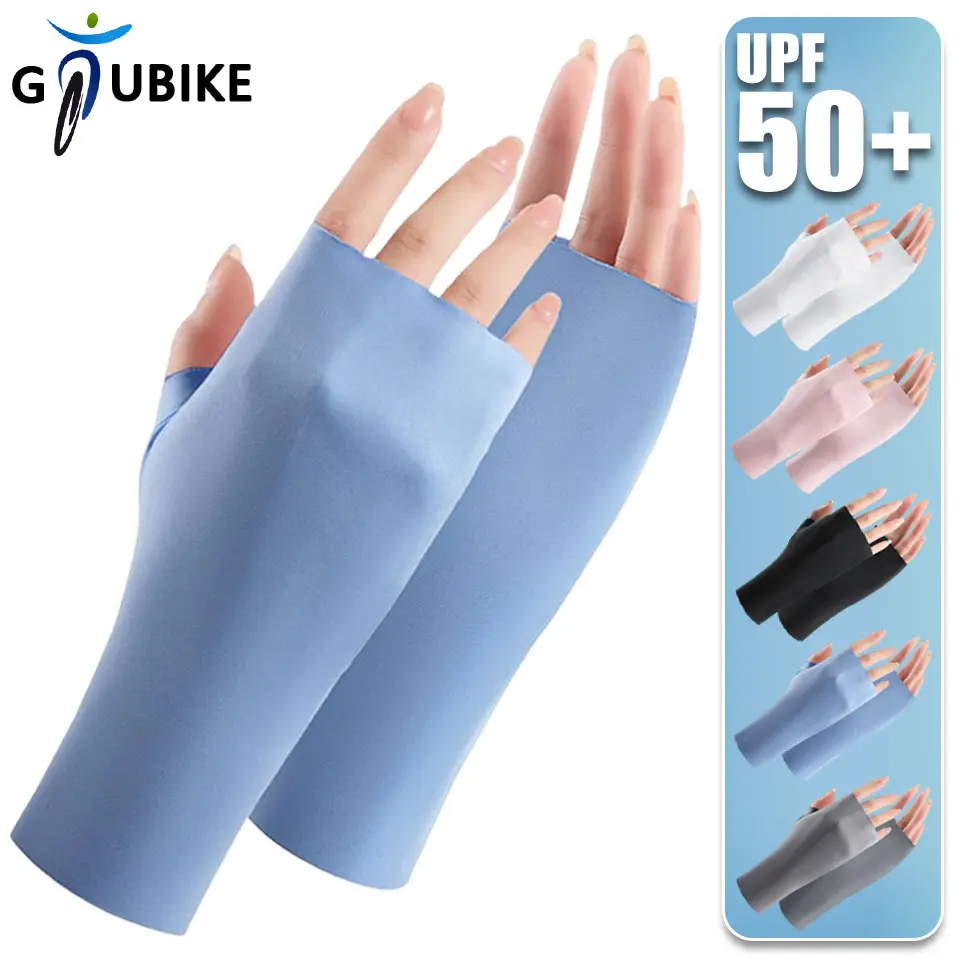GTUBIKE UPF50+ Summer Ice Silk Sun Protection Half Finger Gloves Men Women Outdoor Sports Cycling Breathable Fashion Mittens