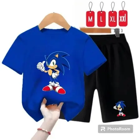 Setelan Anak2 motif sonic 2-10 thn / Stelan kaos Anak-Anak / Baju Anak Celana Pendek 0