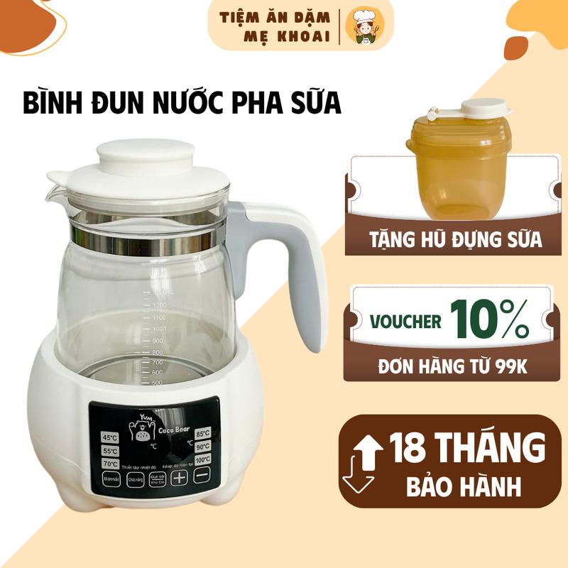 Bình Đun Nước Pha Sữa Cho Bé Coco Bear ấm đun nước giữ nhiệt chuẩn khử clo bảo hành 18 tháng