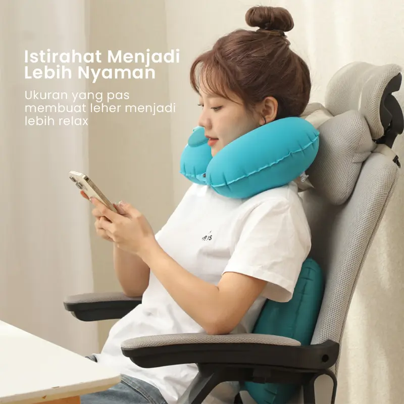 Bantal leher autopompa traveling inflatable travel neck pillow - floatiesclub 2