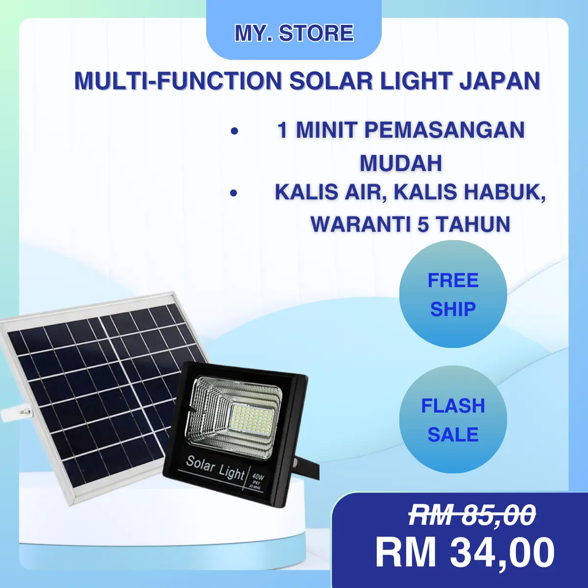 【READY STOCK】MEM solar light outdoor lighting  Solar Spotlight lampu solar IP67 Waterproof solar led Street light