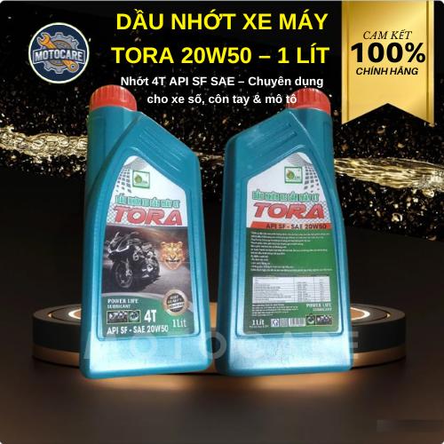 Dầu Nhớt Xe Máy TORA 20W50 – 1 LÍT | Nhớt 4T API SF SAE – Chuyên dụng cho xe số côn tay & mô tô