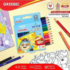 PARKO Pensil Warna 12 Warna Half / Woodless Colour (12 HALF PKW-906) / Colored Pencil / Warna Lebih Nyata