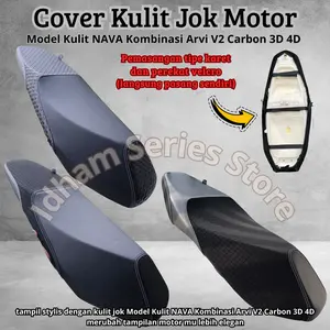 (Langsung Pasang) Jok Kulit Cover Sarung Jok Motor Nava Kombinasi Arvi V2 Carbon 3D 4D Premium Tahan Lama Anti Air & Cakar Kucing Desain Modern Elegan motif Model Universal Hitam Samping abstrak murah